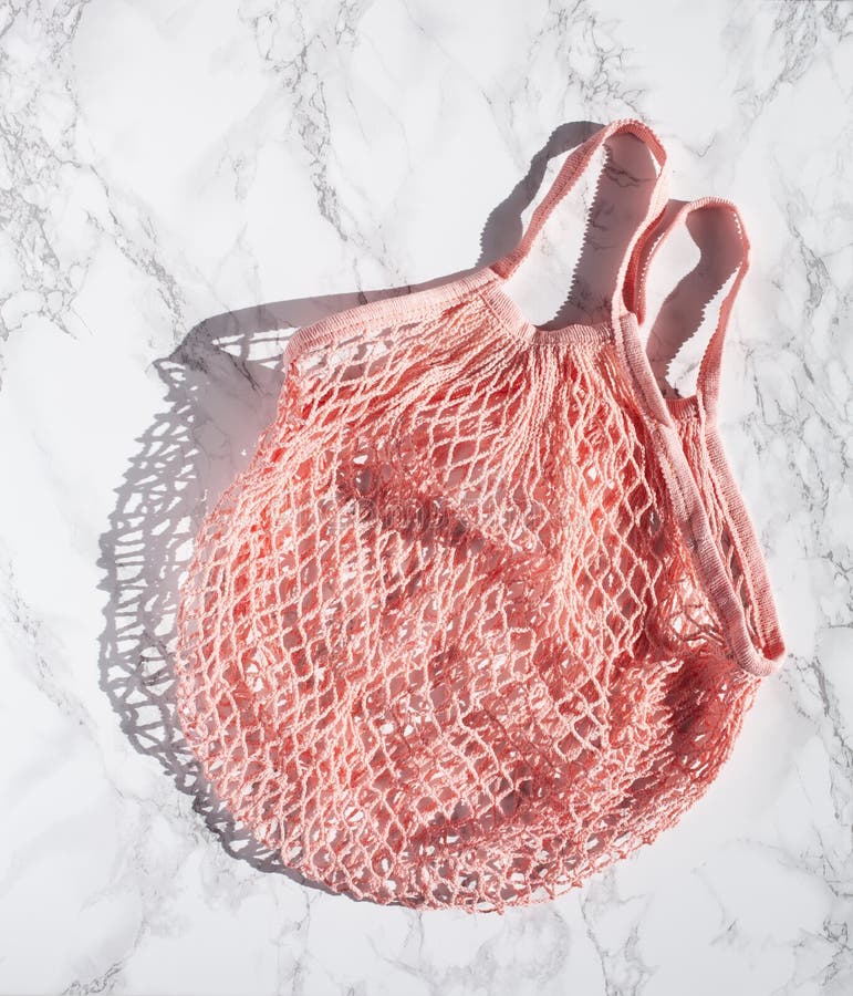 Reusable Mesh Cotton Shopping Bag, Plastic Free Zero Waste Concept