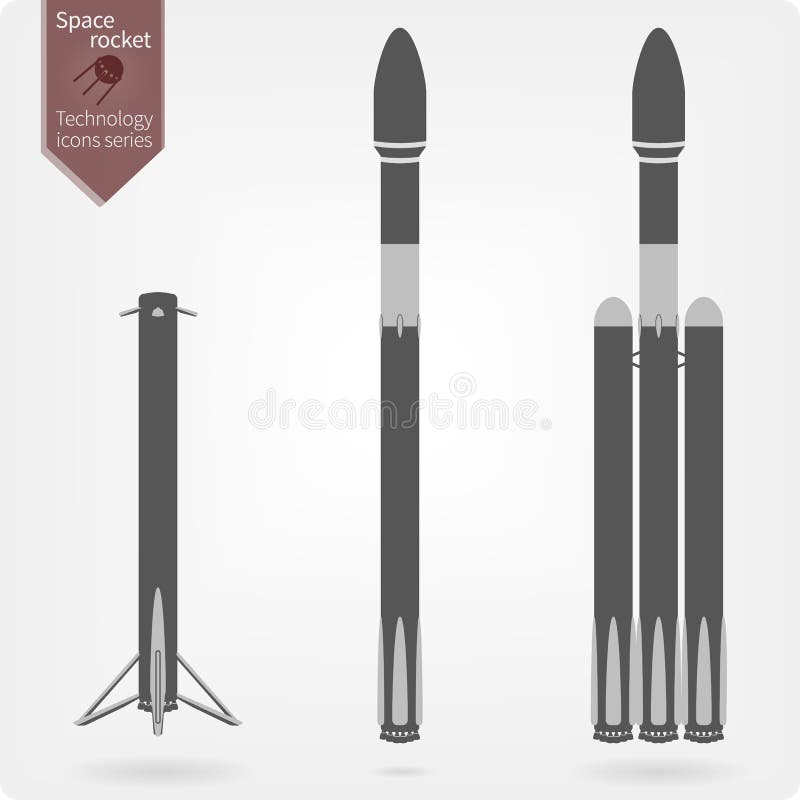 Reusable Space Rocket flat icon stock illustration Reusable Space Rocket flat icon stock illustration