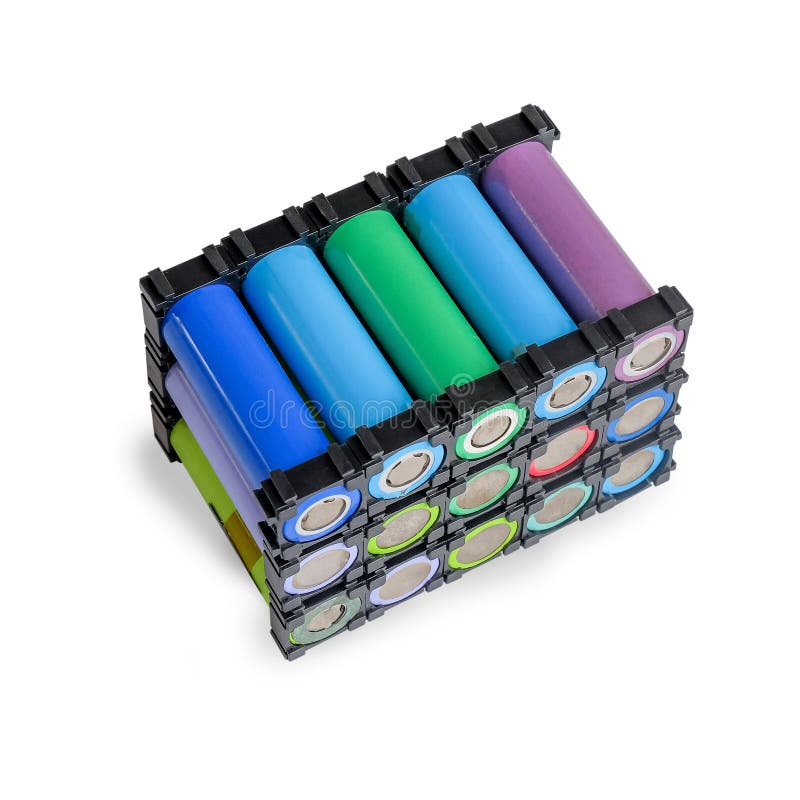 Reused Li Ion 18650 Battery Pack in Holder Stock Photo Image of