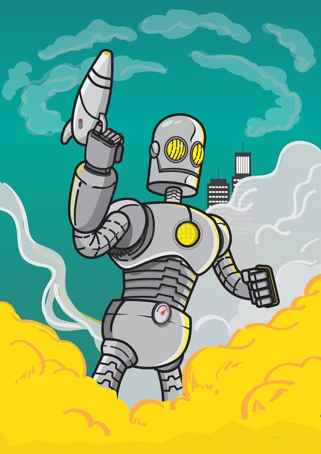 Reuzerobot in Oorlogsstreek stock illustratie Reuzerobot in Oorlogsstreek stock illustratie