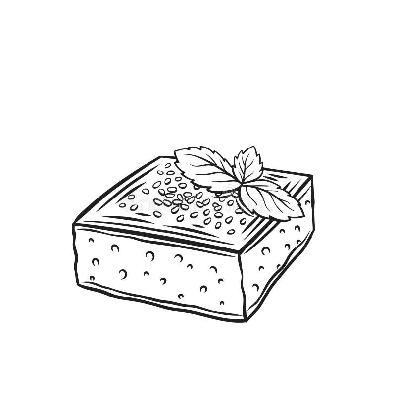 Revani turkish cake and the słodki food line icon ilustracji
