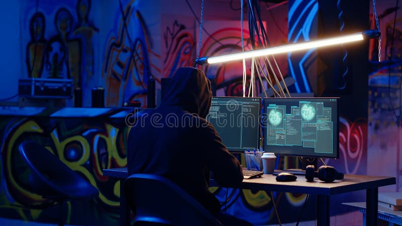 Revelación de espía en el espacio subterráneo robando secretos gubernamentales imagen de archivo