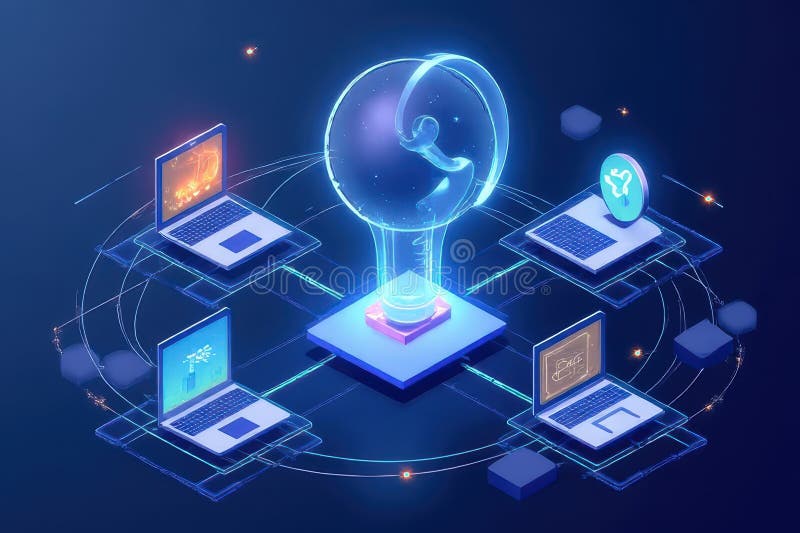 Reverse Proxy Hosting Illustration - Advanced Web Architecture for Enhanced Security and Performance stock illustration