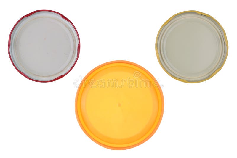 The Reverse Side of Tin and Plastic Covers from Glass Jars with Stock Image Image of blank