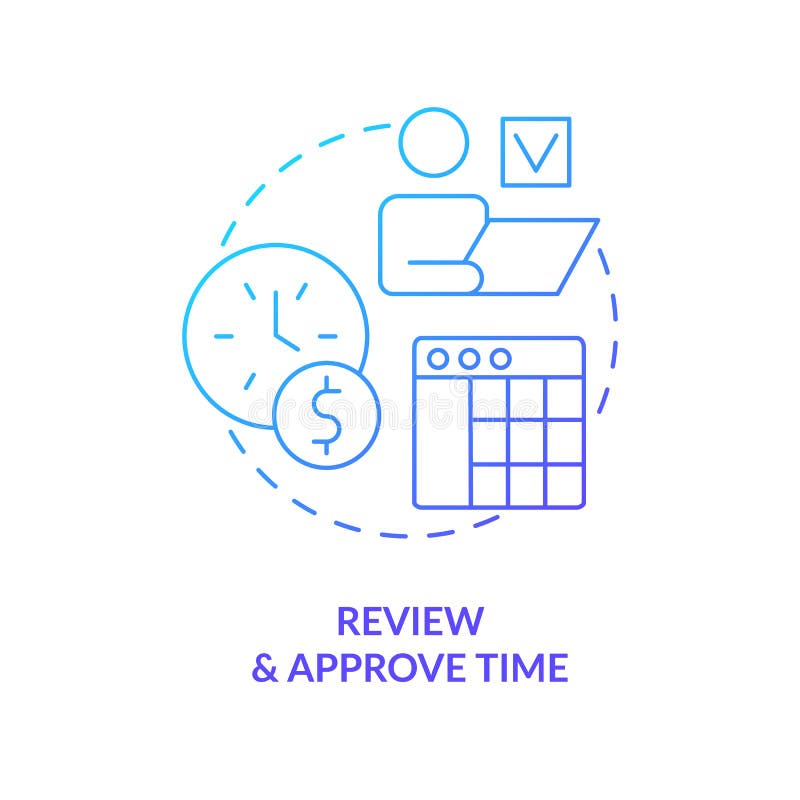 Review and Approve Time Blue Gradient Concept Icon Stock Vector
