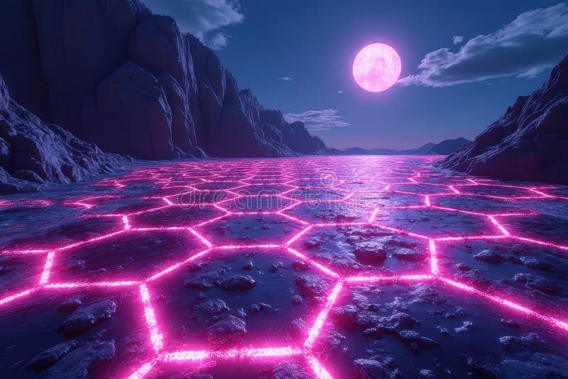 Revisiting the Assistance Process: Redefine a New Title. **Neon Ruins: Hexagonal Fractals in Neon** Generative by Ai