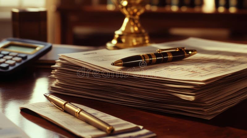Revisión de documentos importantes con un lápiz y una calculadora. Revisar documentos importantes con un flujo dinámico de lápiz y calculadora