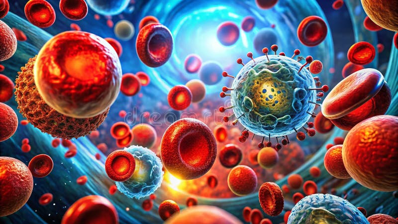 Revolutionizing Blood Cell Diagnostics A NanotechnologyPowered AI Approach to Microscopic Imaging Cellular Regeneration stock illustration
