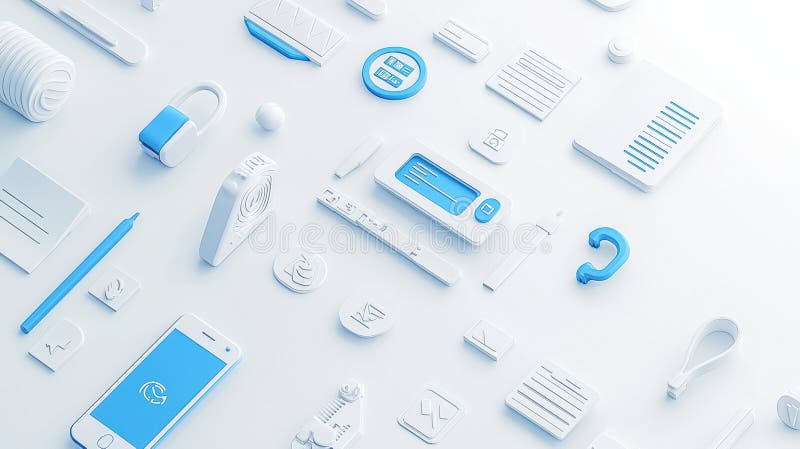Revolutionizing Customer Service with Optimized Technical Support Workflow Icons for Various Appliances stock illustration