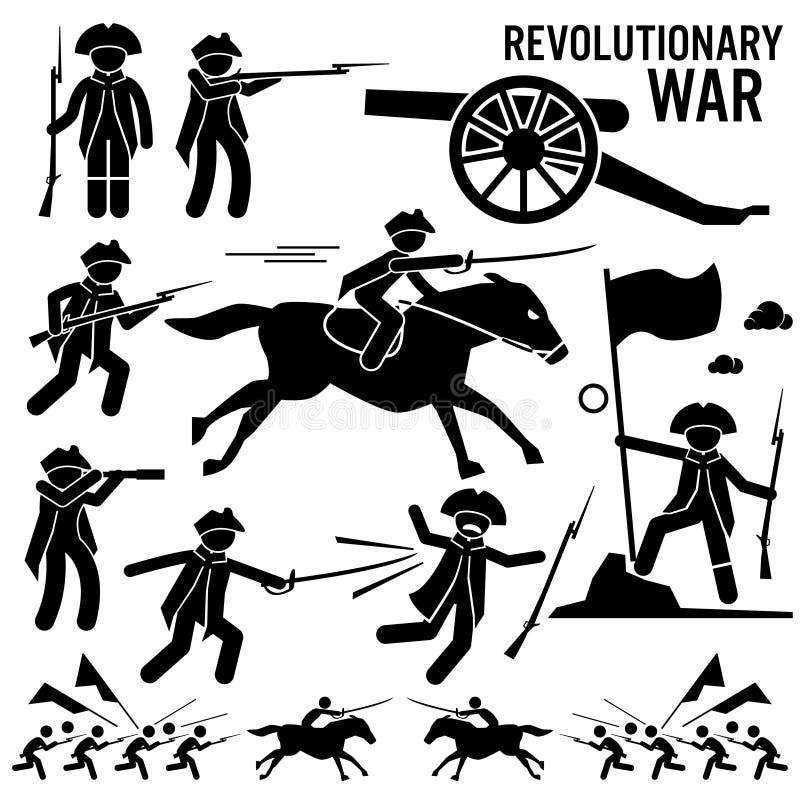 Revolutionär självständighetsdagen patriotiska Clipart för krigsoldatHorse Gun Sword kamp vektor illustrationer Revolutionär självständighetsdagen patriotiska Clipart för krigsoldatHorse Gun Sword kamp vektor illustrationer
