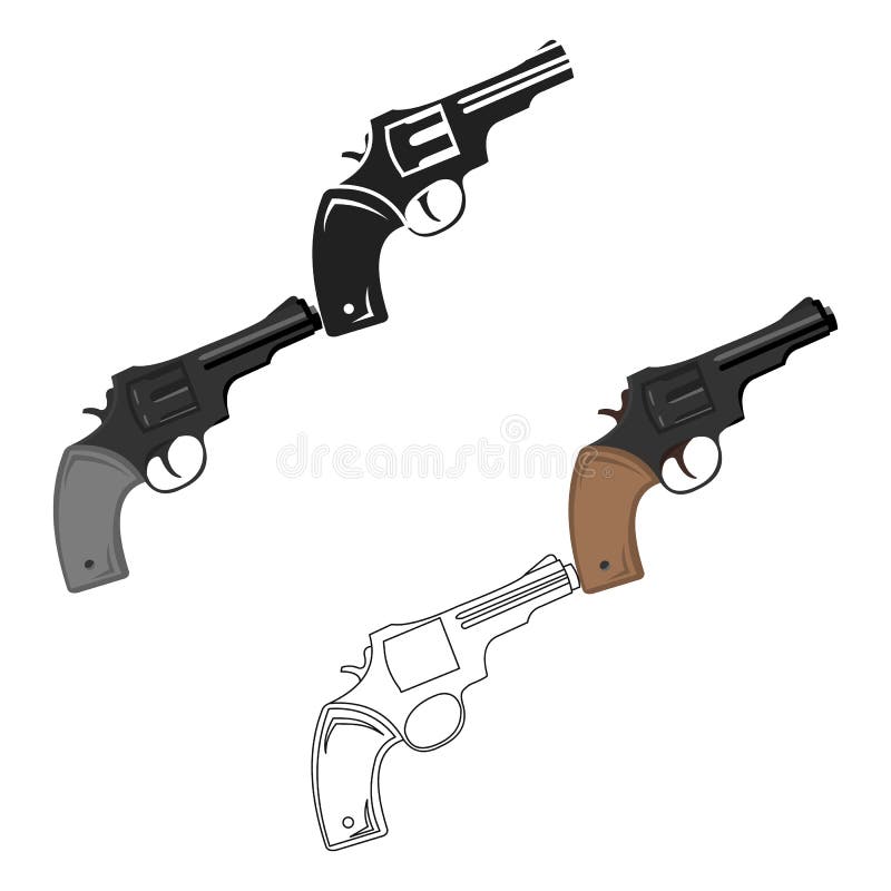 Revolver Icon In Cartoon Style Isolated On White Background. Rodeo ...