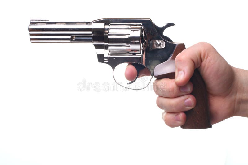 Revolver isolated on white stock images