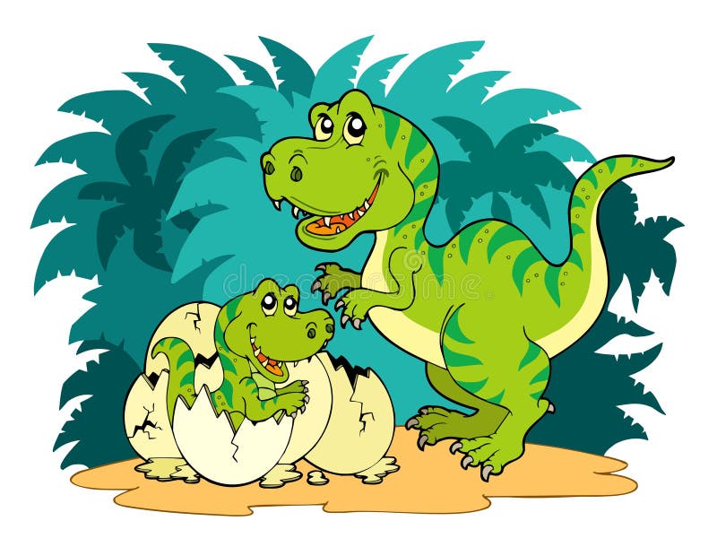 Tyrannosaurus rex family - illustration. Tyrannosaurus rex family - illustration.