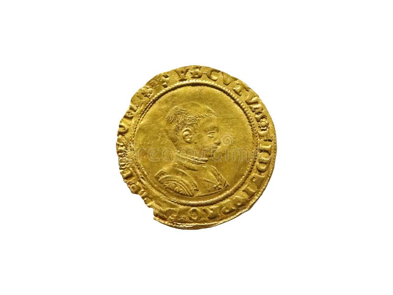 Rey Edward VI 1547 - de la moneda soberana del oro mitad 1553 imagen de archivo Rey Edward VI 1547 - de la moneda soberana del oro mitad 1553 imagen de archivo