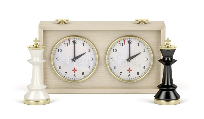 Reyes De Ajedrez Y Reloj De Ajedrez Stock de ilustración - Ilustración de  countdown, madera: 195061083
