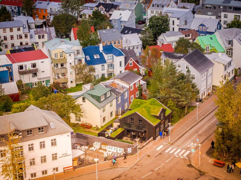 Reykjavik-Straßenbild von oben stockfotos Reykjavik-Straßenbild von oben stockfotos