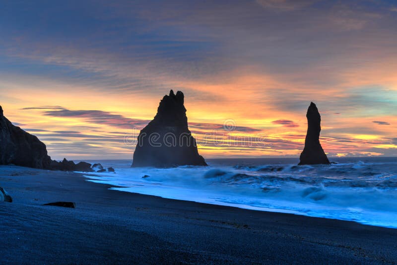 Reynisdrangar on Reynisfjara Beach Stock Image - Image of basalt ...