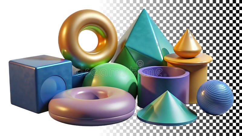 Rezumat forme geometrice colorate inele png imagine transparentă Generative AI royalty free illustration