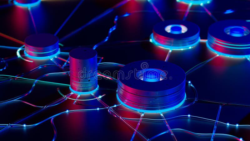Rețea futuristă : Conexiuni iluminate într-un univers digital royalty free illustration