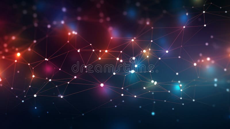 Rețea globală abstractă vibrantă cu noduri interconectate și conexiuni digitale încețoșate ușor royalty free illustration