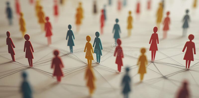 Rețea socială Conectare Concept Abstract Comunitate Grup minimalist Mulțime de oameni Afaceri Lucru în echipă & Comunicare Fundal vector illustration