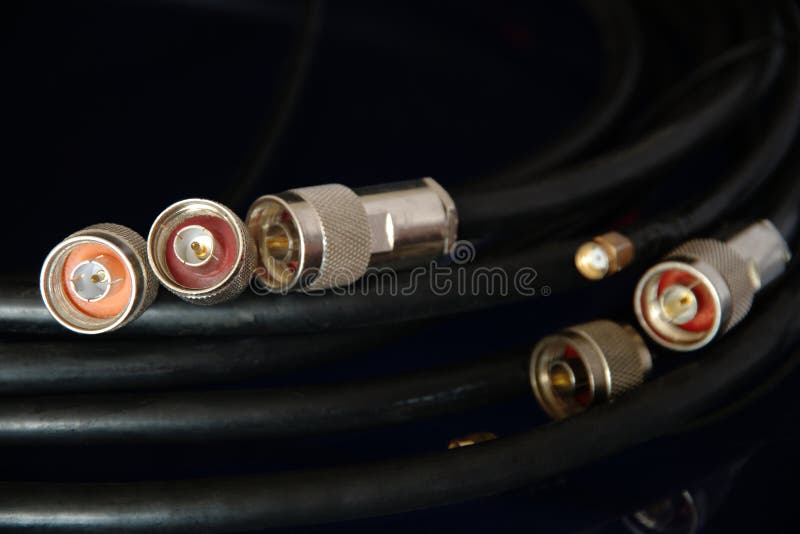 RF connectors. Different high-frequency connectors for high-speed data transmission.