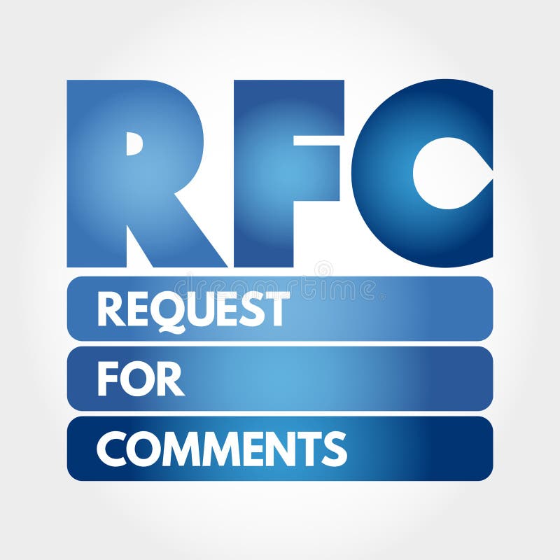 RFC- Request for Comments acronym, concept background stock illustration
