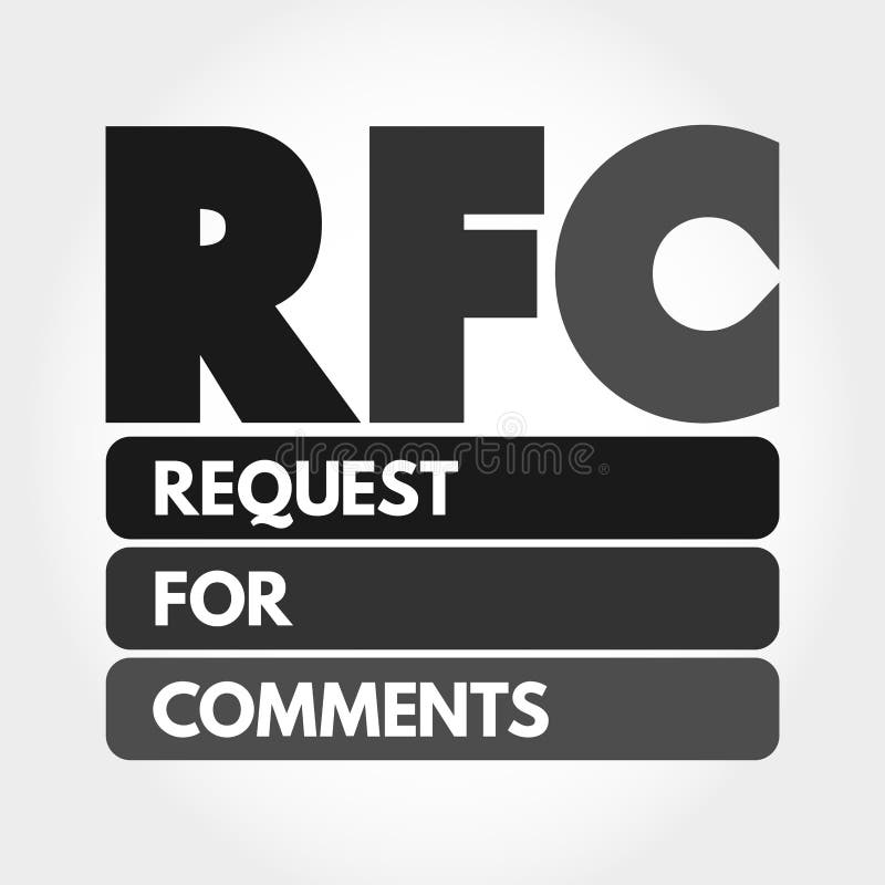 RFC- Request for Comments acronym, concept background stock illustration
