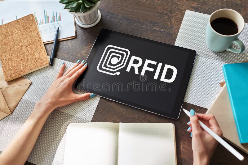 RFID Radio Frequency Identification Technology Concept on Device Screen