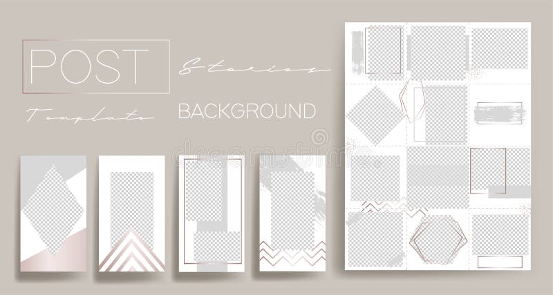 Design backgrounds for social media banner. Set of instagram stories post frame templates. Vector cover. Mockup for personal blog o stock illustration