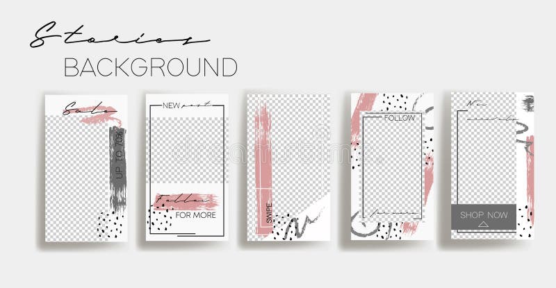Instagram stories frame templates. Vector background. Mockup for social media banner. white and grey abstract collage layout stock illustration