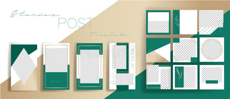 Design backgrounds for social media banner. Set of instagram stories and post frame templates. Vector cover. stock illustration.