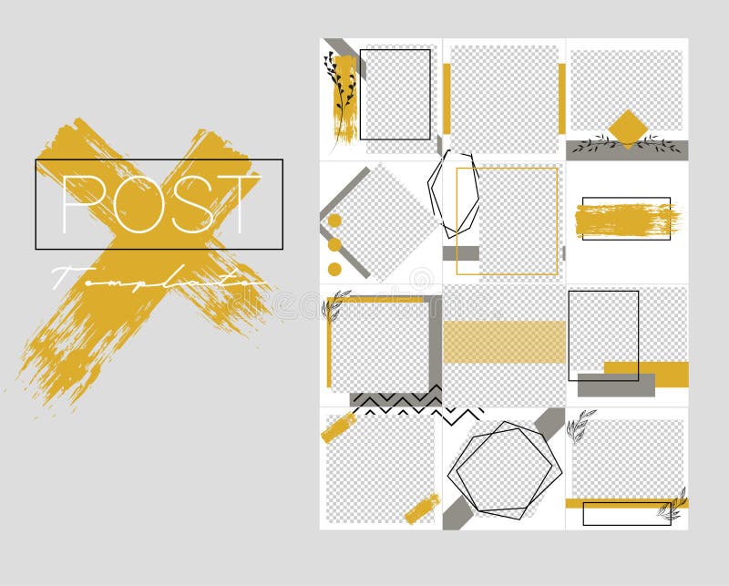 Design backgrounds for social media banner. Set of instagram post frame templates. Vector cover. Mockup for personal blog or shop. royalty free illustration