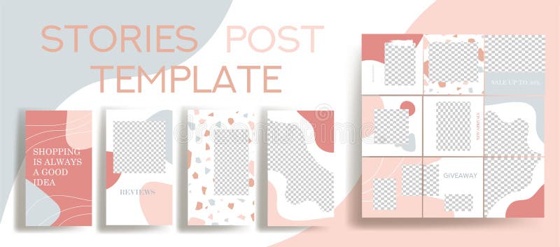 Set of instagram stories and post frame templates. vector illustration