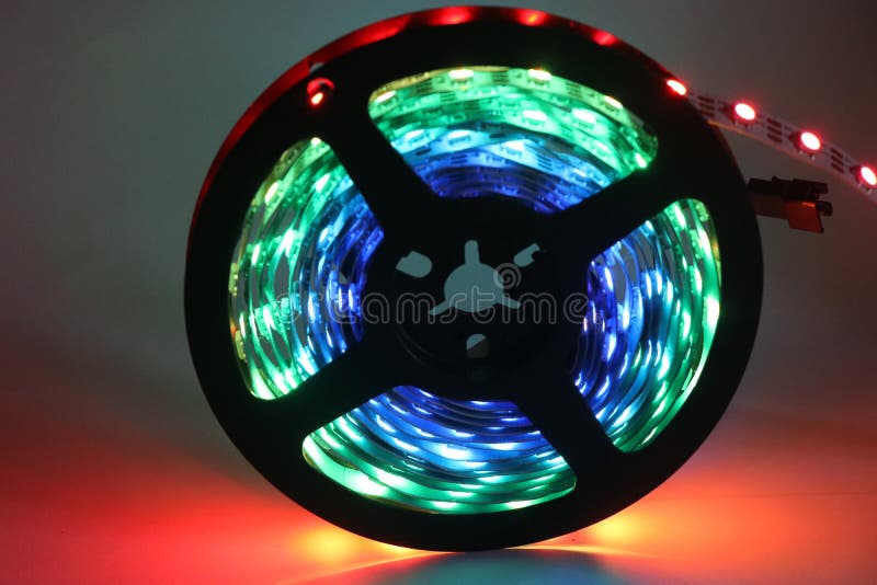 RGB light strip for festivals and house decorations in a reel. RGB light strip for festivals and house decorations in a reel