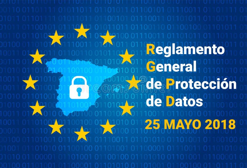 RGPD - hiszpański tekst: Reglamento Ogólny De Proteccion de Datos GDPR - Ogólnych dane ochrony przepis Hiszpania mapa ilustracji RGPD - hiszpański tekst: Reglamento Ogólny De Proteccion de Datos GDPR - Ogólnych dane ochrony przepis Hiszpania mapa ilustracji