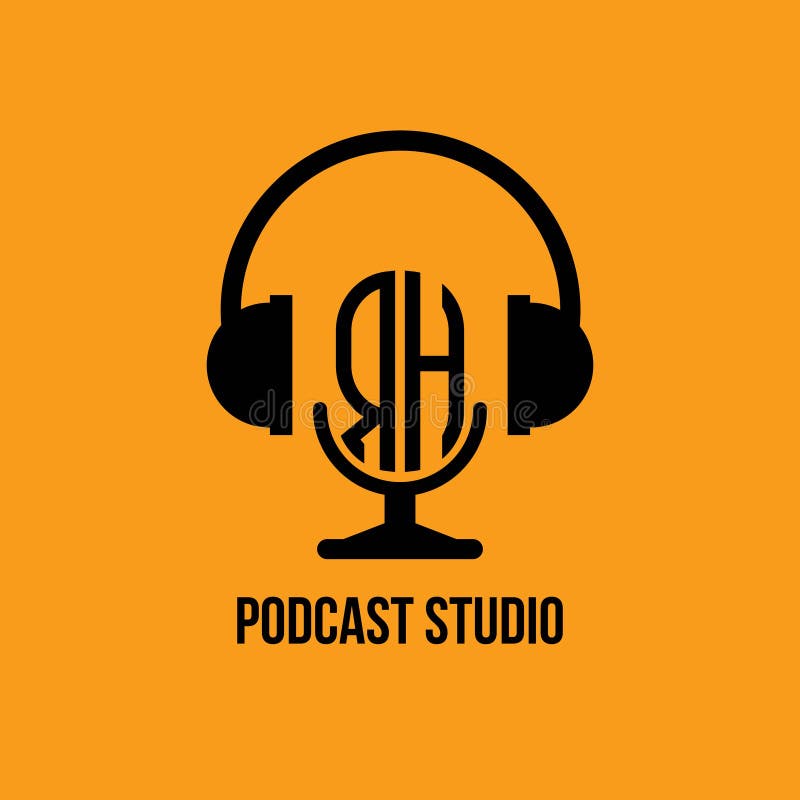 Rh monogram hoofdtelefoon- en microfoonstijl royalty-vrije illustratie