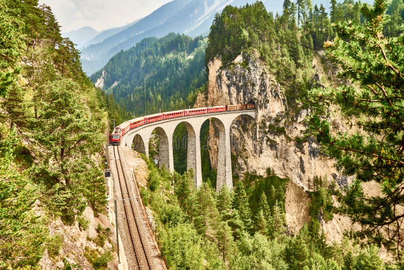 Rhaetian Railway Bridge in Switzerland Editorial Stock Image - Image of ...