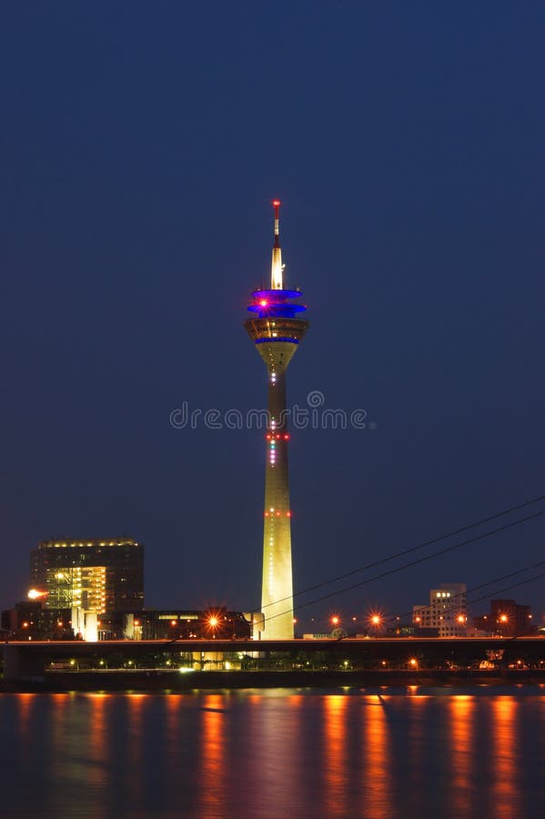 Rheinturm tower Dusseldorf at night