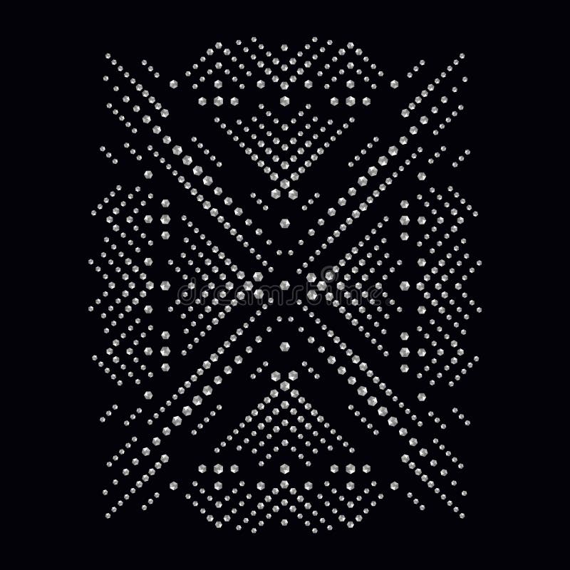Rhinestone applique print for textile clothes in fashion luxury stock illustration Rhinestone applique print for textile clothes in fashion luxury stock illustration