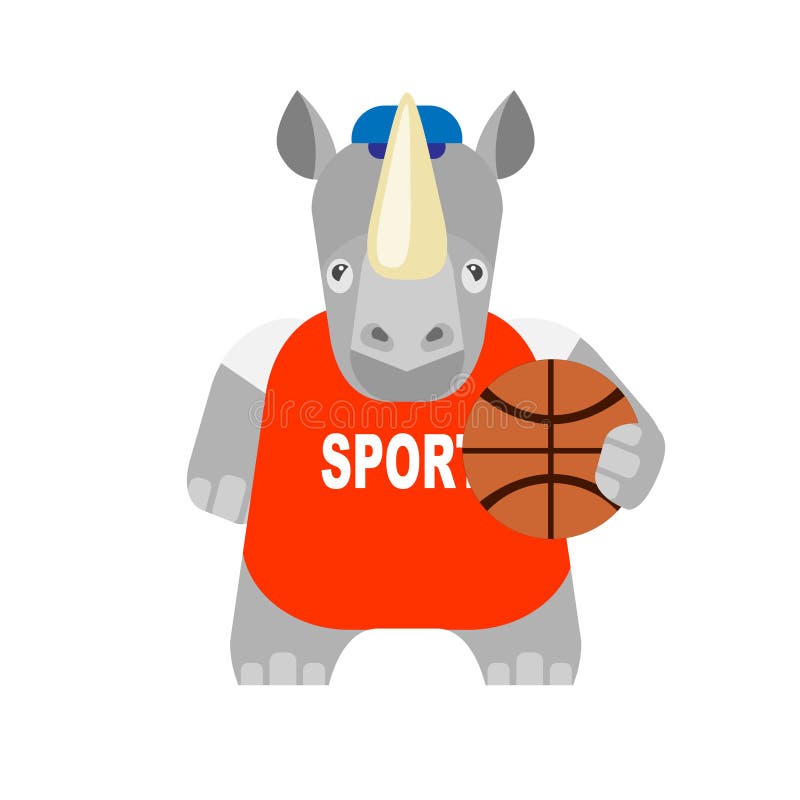 Rhino Basketball with Shield Design Illustration Stock Vector