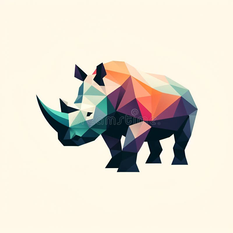 Rhino low poly abstrakt logotyp vektor illustrationer