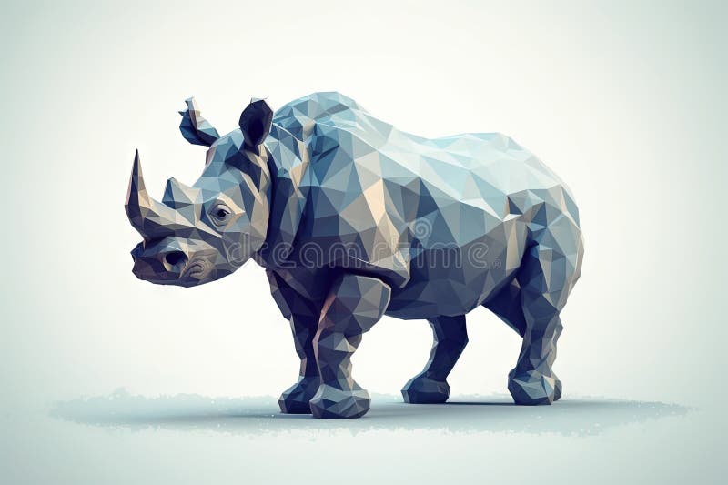 Rhino low poly animal style illustration generative ai royaltyfri illustrationer