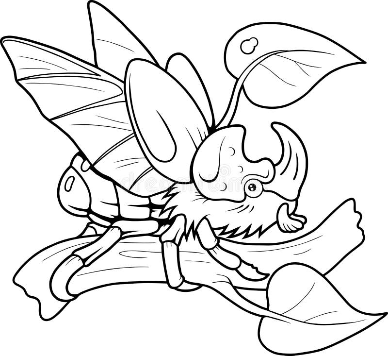 Download Coloring Book, Rhinoceros Beetle Stock Vector ...