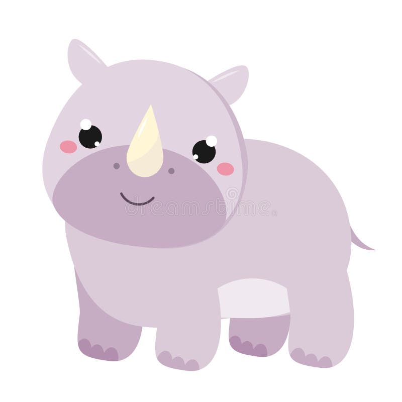 Rhinocéros mignon Animal d'Africain de bande dessinée Style de Kawaii illustration de vecteur Rhinocéros mignon Animal d'Africain de bande dessinée Style de Kawaii illustration de vecteur