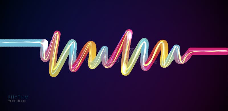 Rhythm wave abstract background with glowing neon line as pulse