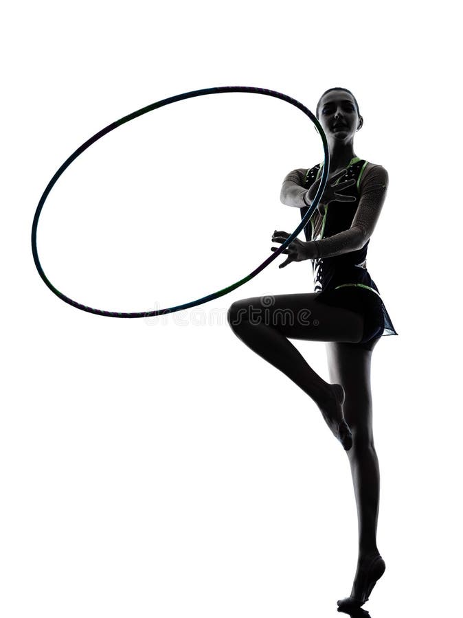Rhythmische Gymnastik teeenager Mädchenschattenbild lizenzfreies stockbild Rhythmische Gymnastik teeenager Mädchenschattenbild lizenzfreies stockbild