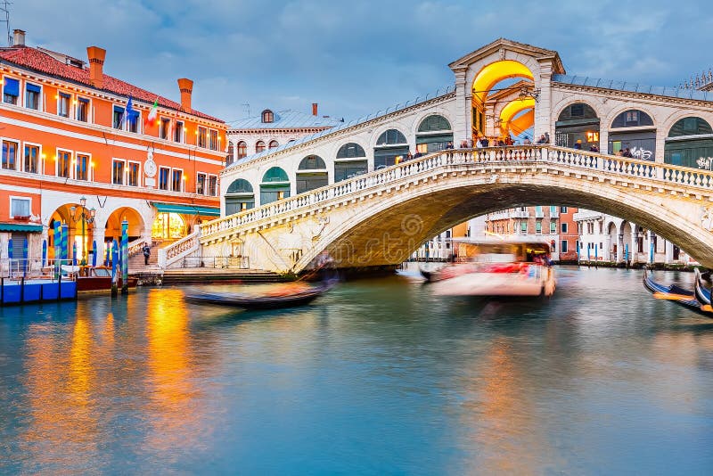 Rialto Bridge at dusk stock image Rialto Bridge at dusk stock image