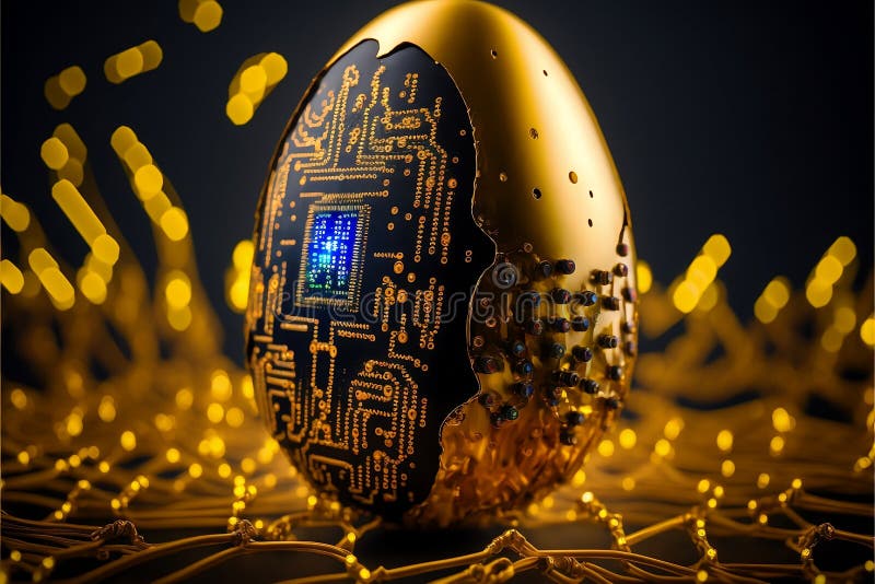 Riassunto delle decorazioni di Pasqua. decorazioni di circuiti astratti di uova di Pasqua di fibre ottiche ad alta velocità concet illustrazione di stock