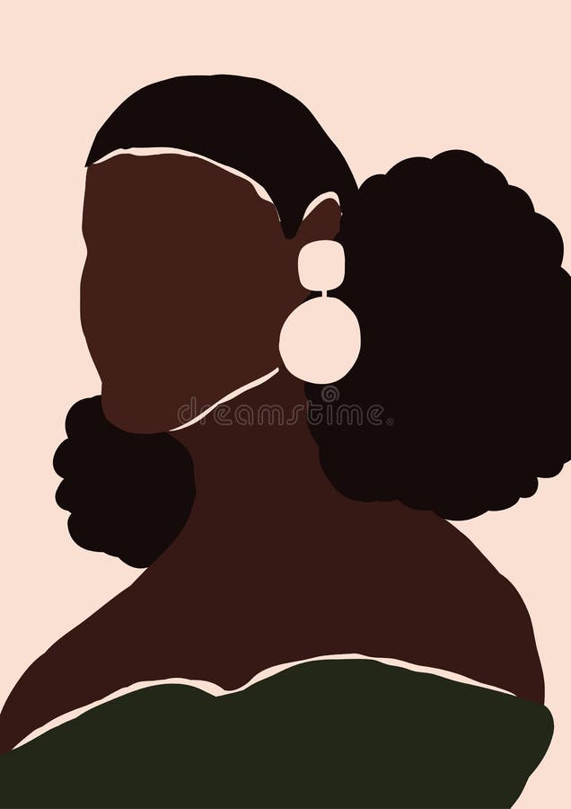 Riassunto di una giovane donna africana nera, africana e moderna, ritratto di silhouette